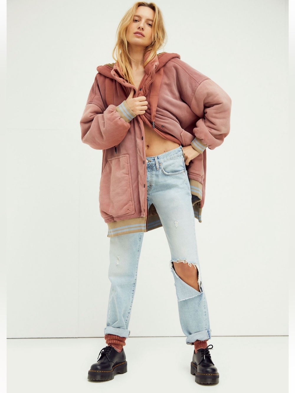 Free people all star stadium oversized jacket  us $ 268